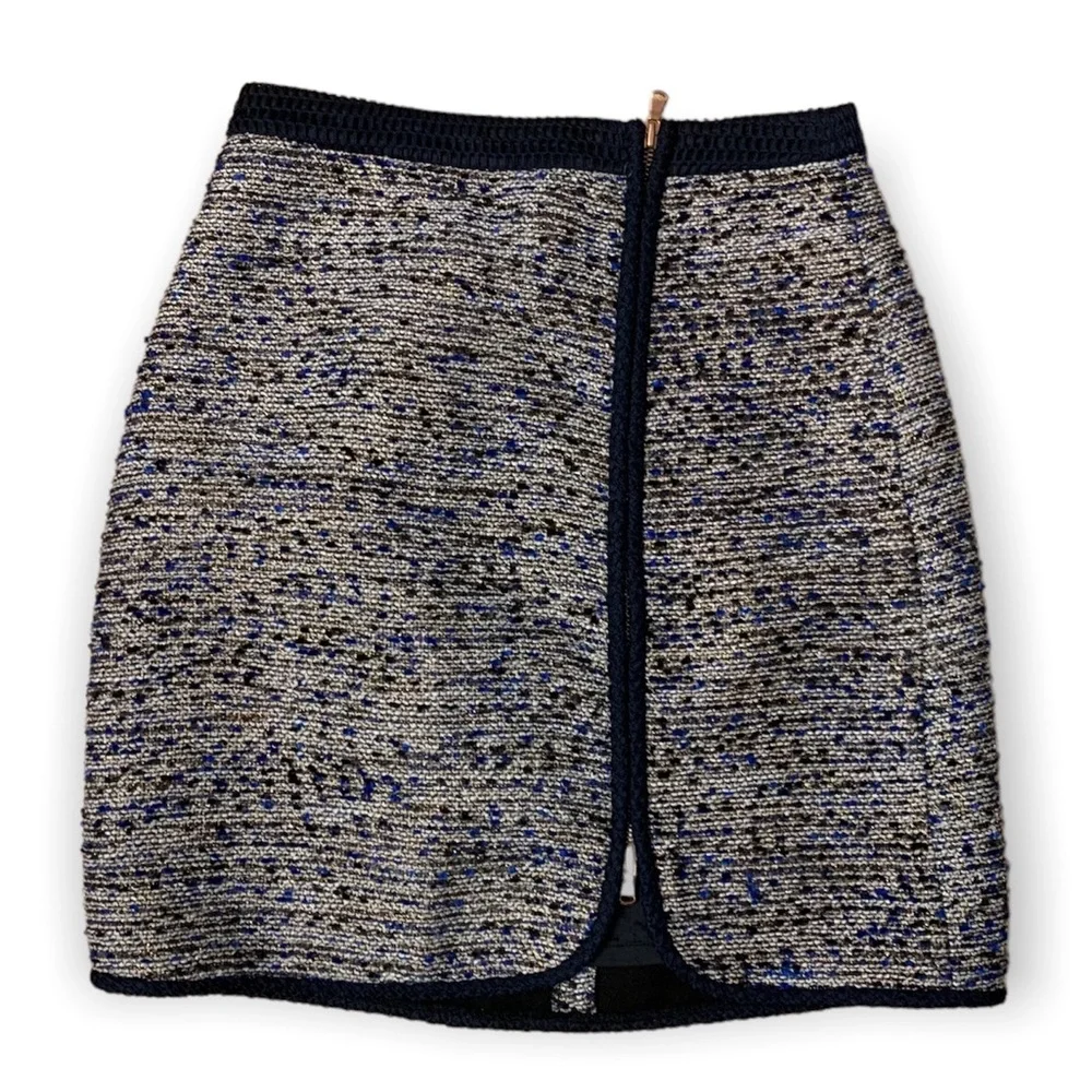 J. Crew Metallic Tweed Zipper Mini Skirt 0